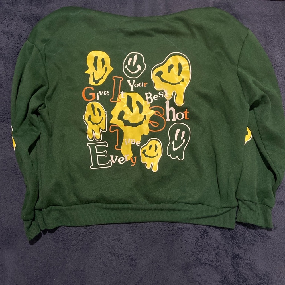 Cartoon & Slogan Graphic Zip-Up Thermal Hoodie